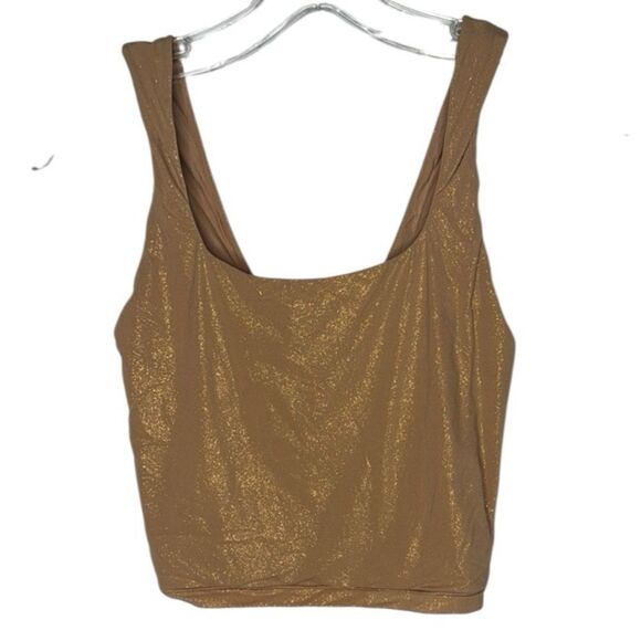 Aerie Smoothez Tan Sparkle Fitted Crop Tank Top. Size Small. - Picture 1 of 4